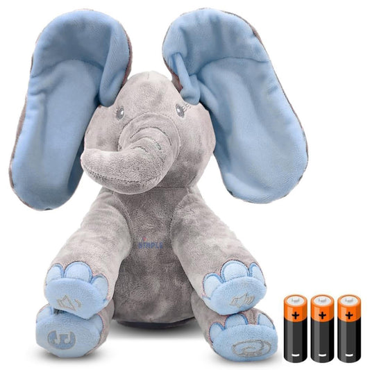 Dimple Kyle Elephant Stuffed Animal Toy - Animated Plush Blue Singing Elephant, Interactive Musical Peek-a-Boo for Babies, Kids, for Toddlers, Ages 0 and Up(Battery Included)