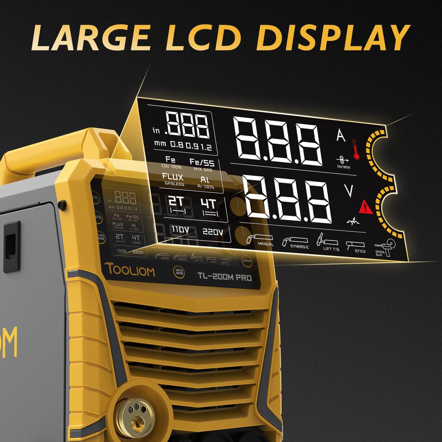 TOOLIOM 200A MIG Welder 5 in 1 MIG/Flux MIG/Spool Gun Mig/Lift TIG/Stick Welder 110/220V Dual Voltage Aluminum Welding Machine