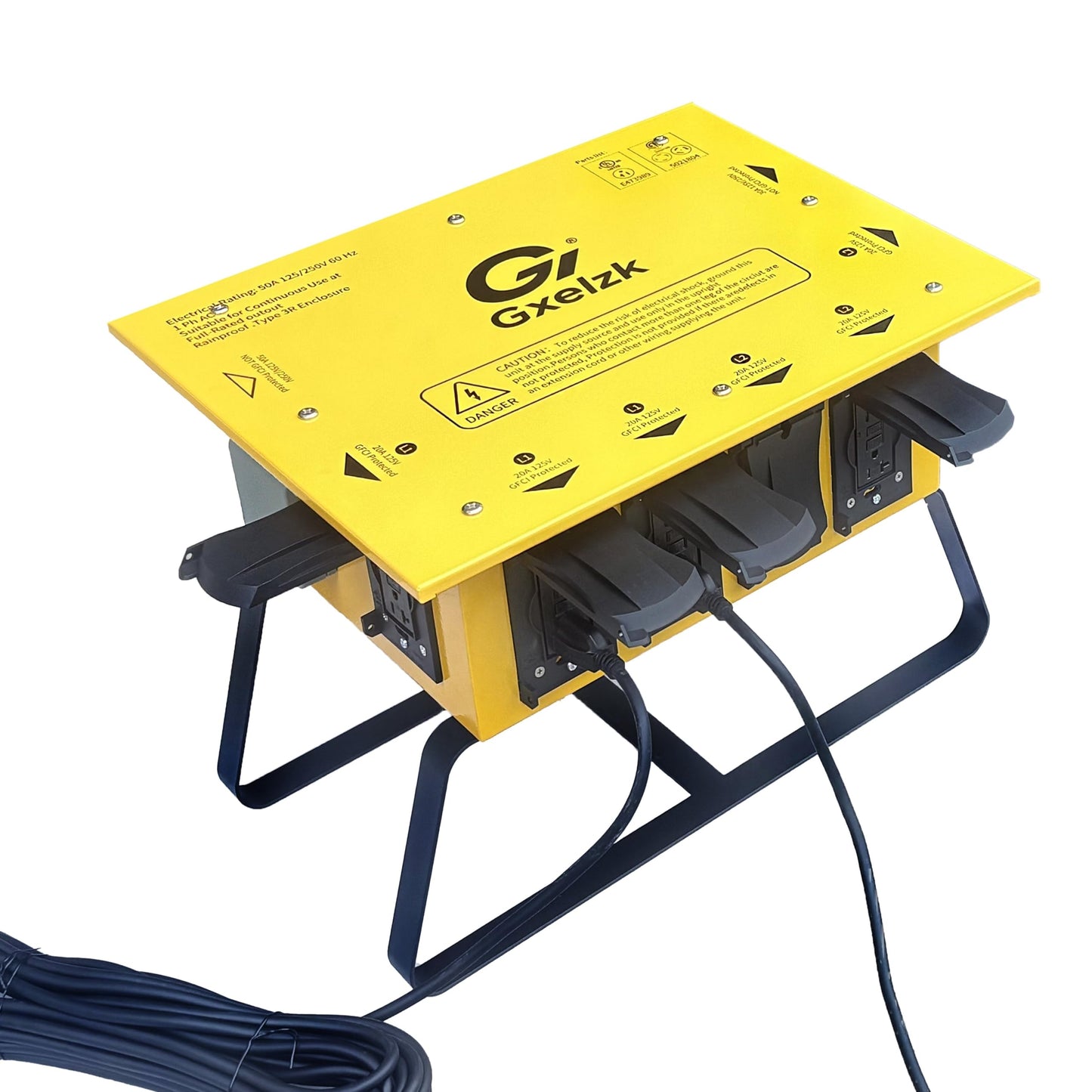Power Distribution Box Temporary Distribution Box, It has Both 50A and 30A inlets, six 120V CFGI duplexes,Safe and Reliable Power on Any Construction site (50A)