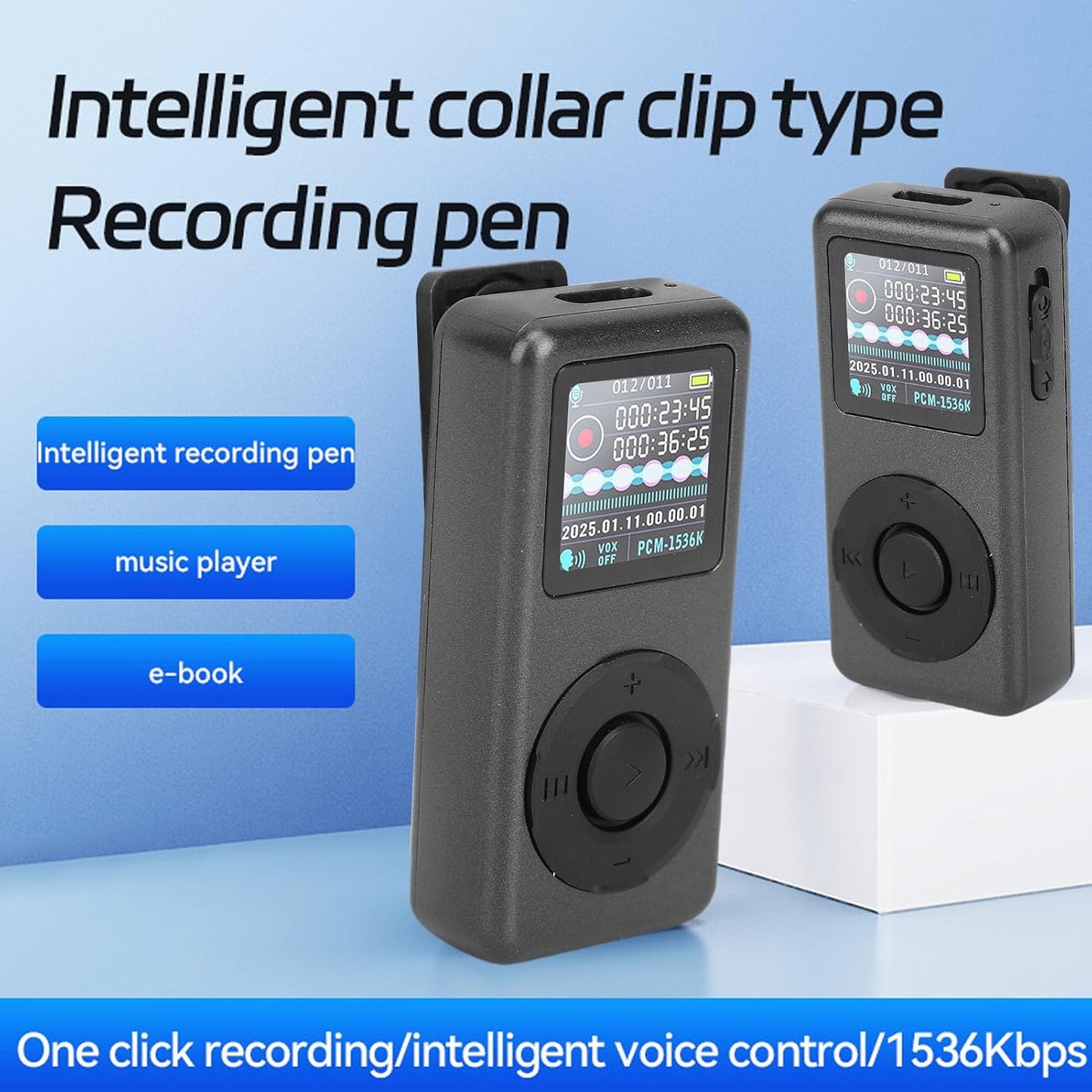 XUMIUZIY MP3 1536Kbps 5 (32GB) Player, Music Player Digital Audio Player with Noise Reduction HD Lossless Recording