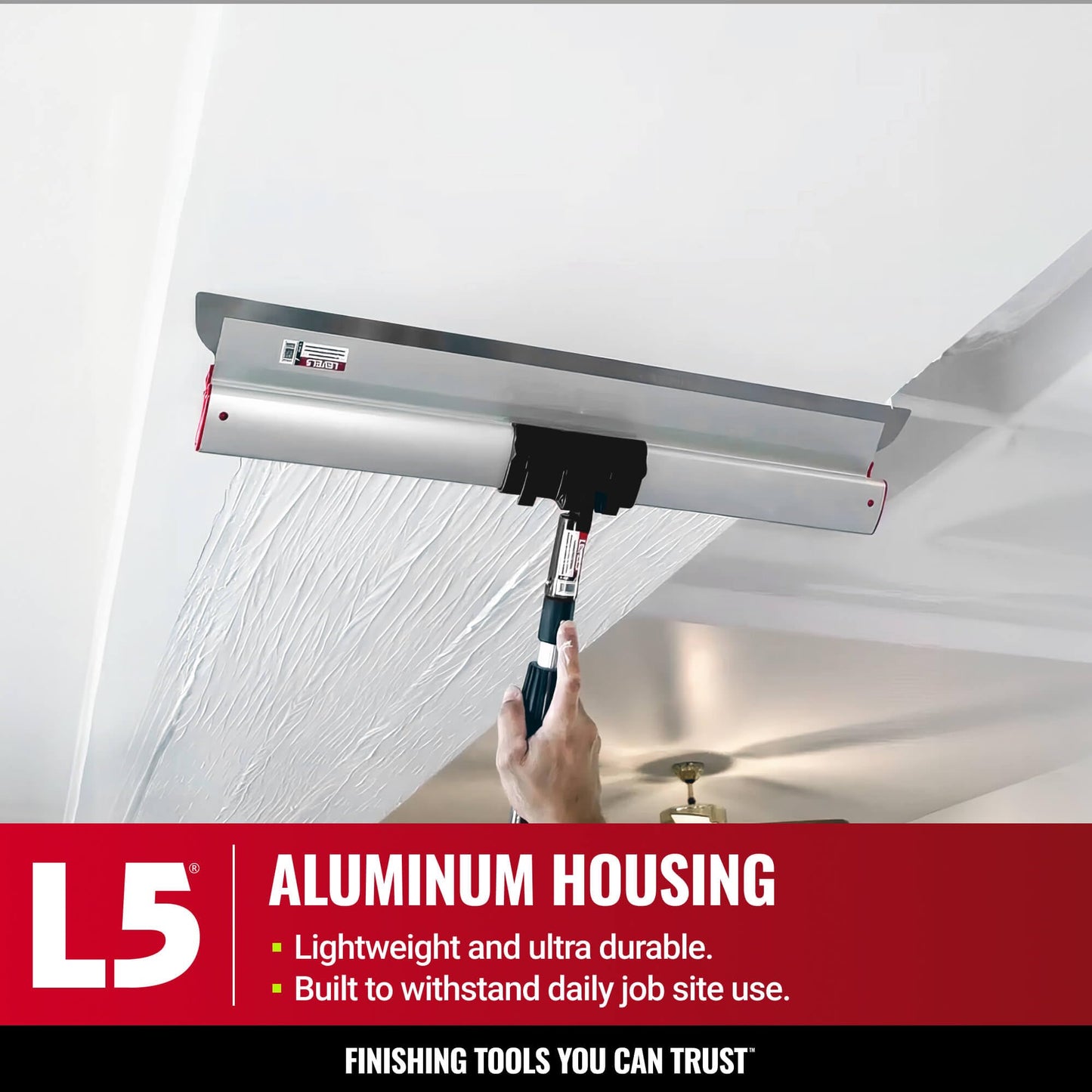 LEVEL5 Drywall Skimming Blade Set | 10, 24 & 32 Inch Skimming Blades, 37-63 Inch Extension Handle | Aluminum Body & Stainless Steel Blade | For Smoothing Walls and Ceilings | 5-441
