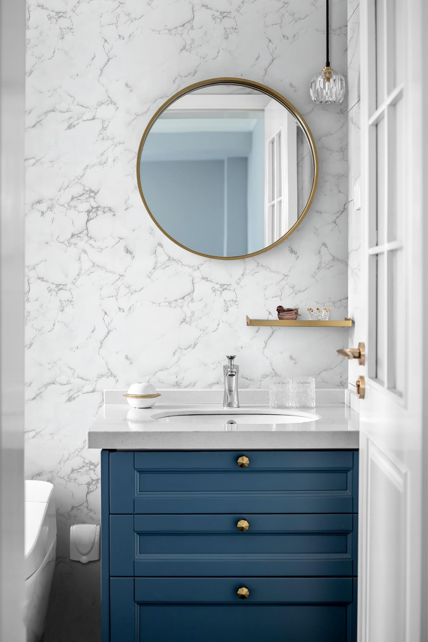CiCiwind Marble Contact Paper for Countertops Glossy Granite Wall Paper Peel and Stick Waterproof Removable Self Adhesive Kitchen Wallpaper Decoral Kitchen Backsplash Cabinets Washroom 15.7" X393.7