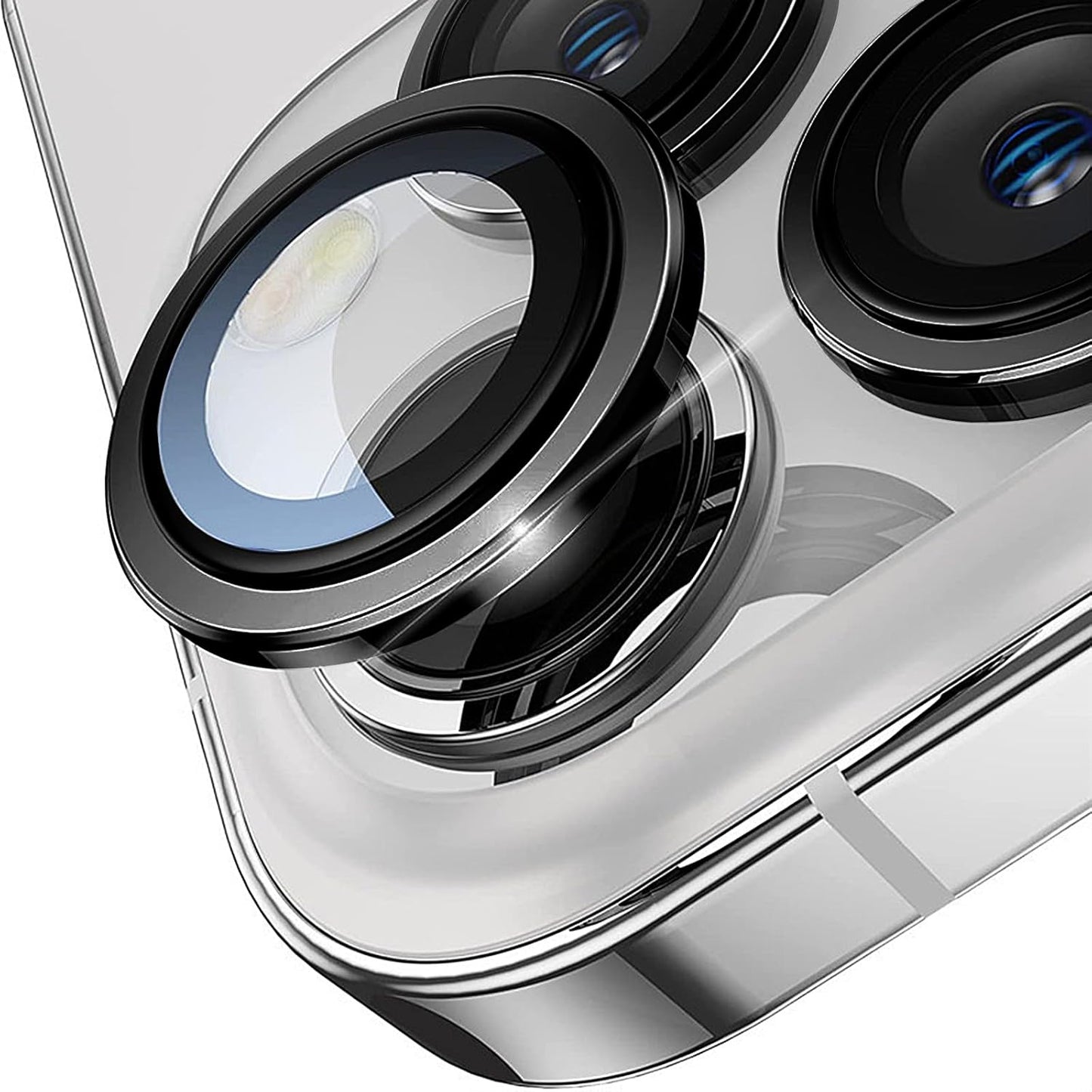 15 15 9H TENOC Camera Lens Protector for iPhone & iPhone Plus, Tempered Glass Camera Screen Cover, Black Metal