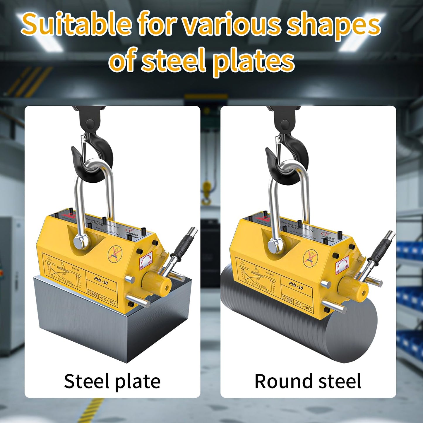 880 lb/400kg Magnetic Lifter, Permanent Magnetic Lifter with Release, for Lifting Plate Steel, Board, Used in Shop Crane, Hoist, Board