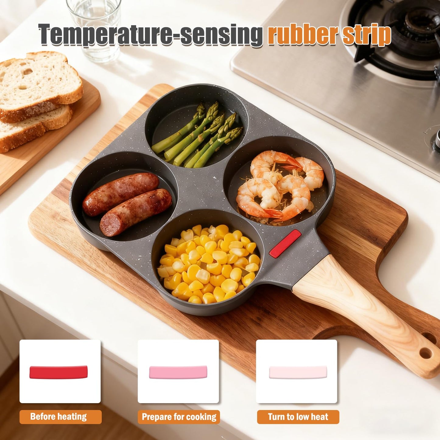 oxiraqan 4 Cups Pancake Pan Omelette Nonstick, Mcgriddle Pan, Egg Frying Breakfast 4 Section, Suitable For Gas Stove And Induction Cookware, Breakfast, Pancake, Send Goods From Local Warehouse