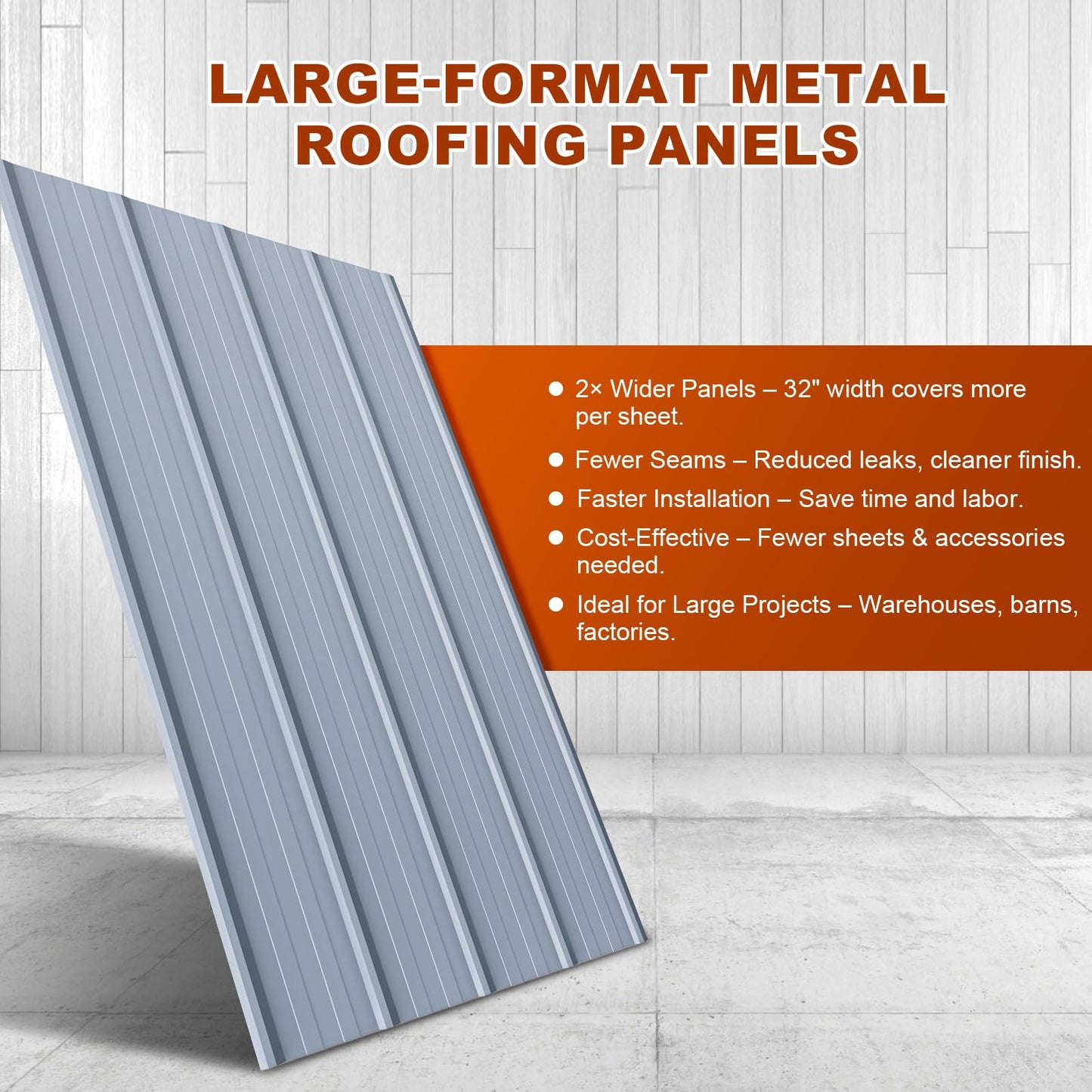 50 Pack Large Metal Roofing Panels, 72" x 36" Each, 900 Sq. Ft. Coverage, Corrugated Galvanized Roofing Panels for Residential Commercial Roofing, Fencing, Wall Siding (Silver)