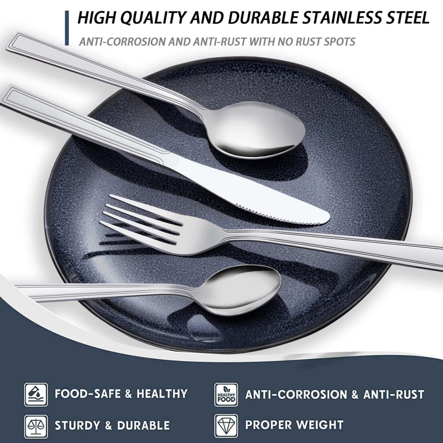 Silverware Set, Hunnycook 40-piece Silverware Set for 8, Stainless Steel Flatware Set, Include Fork Knife Spoon Set, Mirror Polished, Dishwasher Safe, Cutlery Set for Home Kitchen Restaurant Hotel