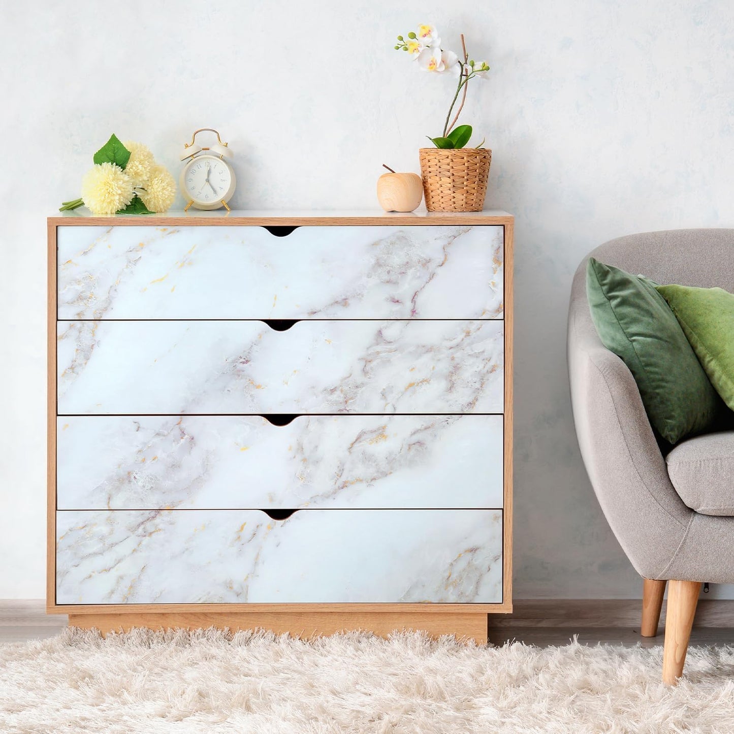 rabbitgoo Marble Contact Paper for Countertops, Self Adhesive Peel and Stick Wallpaper, Removable Kitchen Counter Top Contact Paper for Old Furniture, Gold Matte Granite, 35.4 x 78.7 Inch