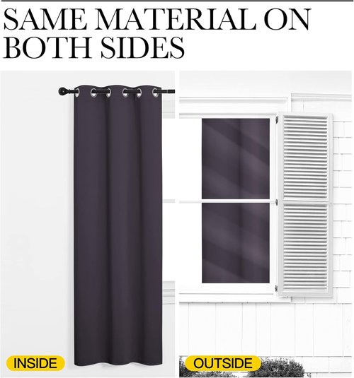 NICETOWN Greyish Purple Blackout Curtains - Thermal Insulated Drapes for Living Room | 68" Length, 55" Wide, 2 Panels