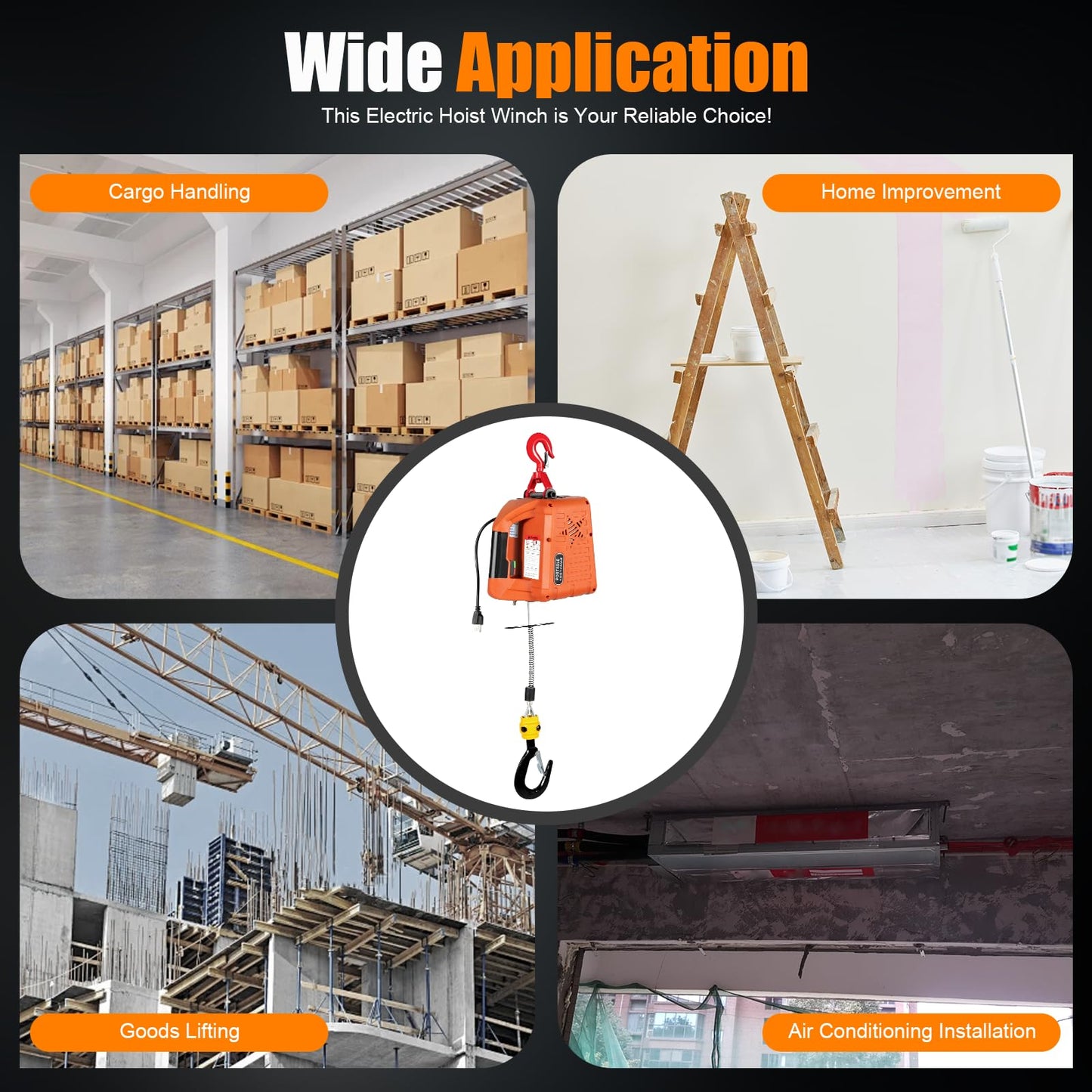 NOLANTISI 2 in 1 Electric Hoist Winch - 2200LBS 38FT 110V Manual, Wired and Wireless Remote Control for Factories, Warehouses, Garages, Etc
