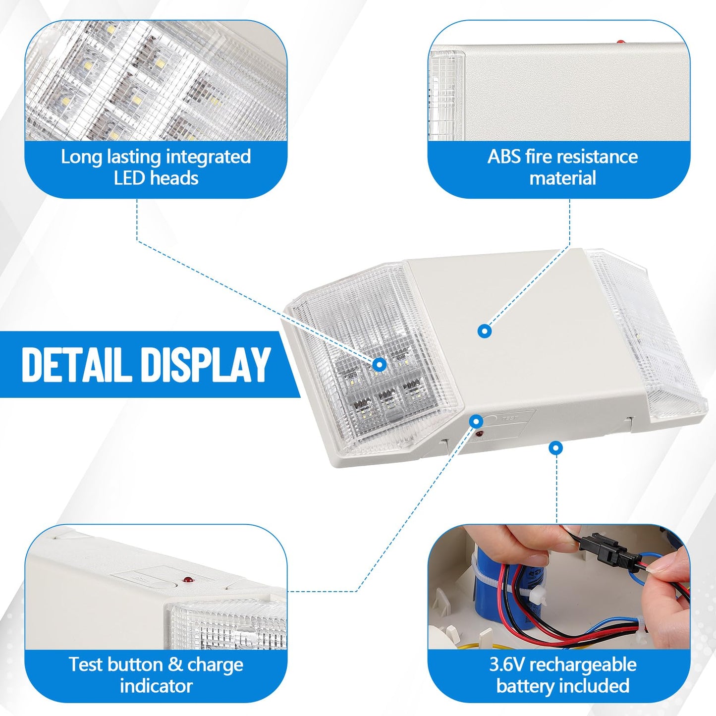 Baquler 8 Pack LED Emergency Lights for Business with Battery Backup, Commercial LED Emergency Square Lighting Wall Mount, Ac 120/277V, Hard Wired, Fire Resistant, Ul Certified