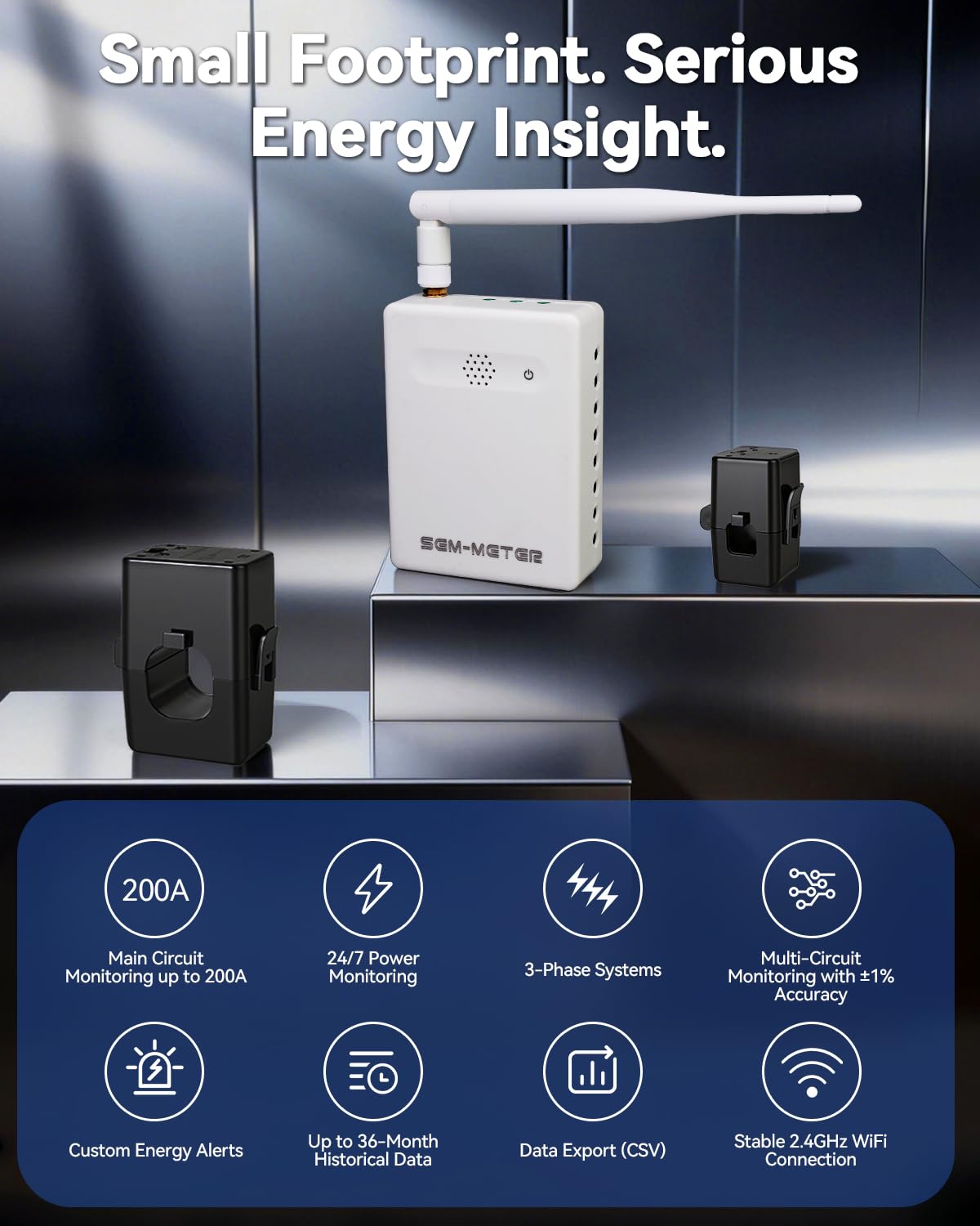 Smart Home Energy Monitor with 16 50A Circuit Level Sensors, Real-Time Power Usage & Electricity Cost Tracking, Ideal for Rental Homes & Shared Apartments, App History, Compatible with Home Assistant