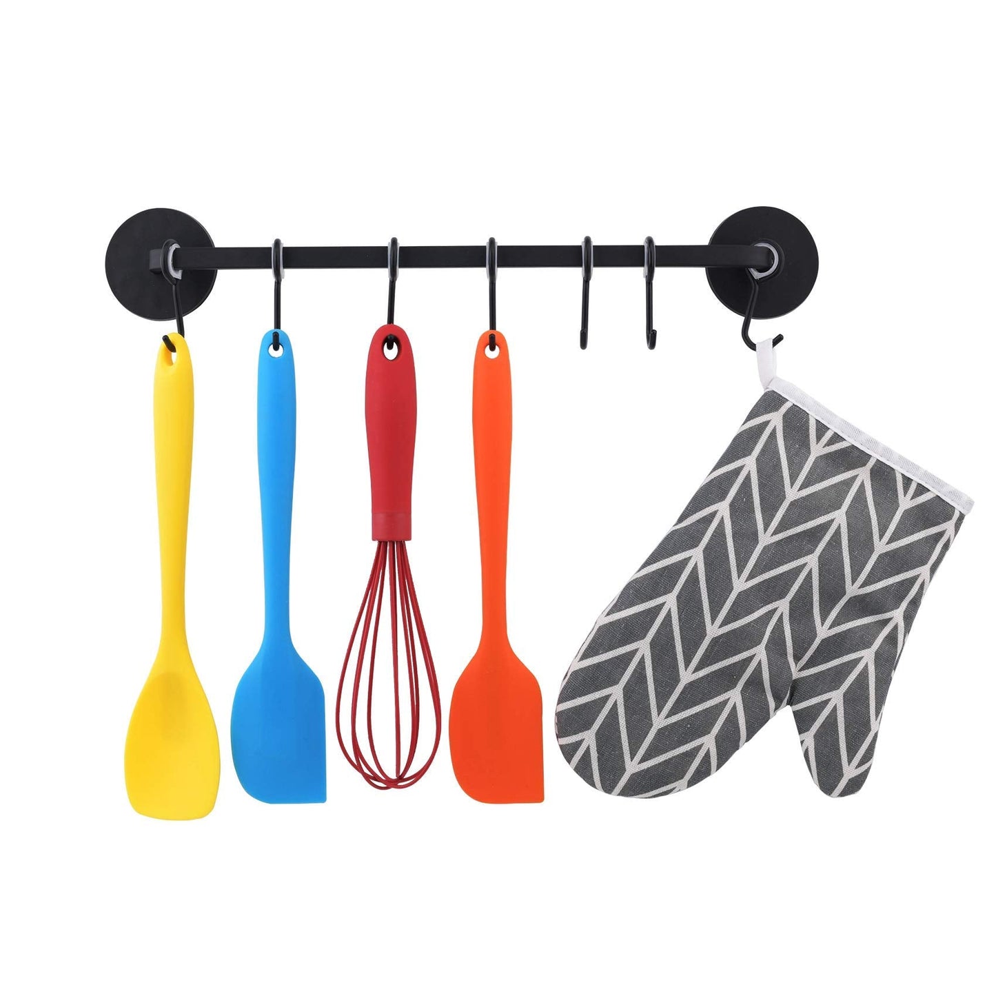 LEVOSHUA 7 Hooks Magnetic Utensil Holder Untensil Rack Tool Hanger Organizer for Refrigerator, Metal Cabinet, Metal Stove, Grill, BBQ