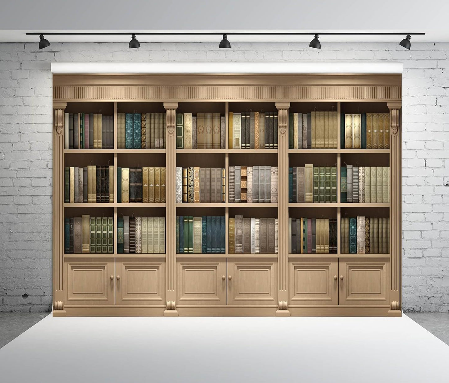 BELECO 7x5ft Fabric Bookshelf Backdrop Library Study Room Office Bookcase Books Background for Video Conference Zoom