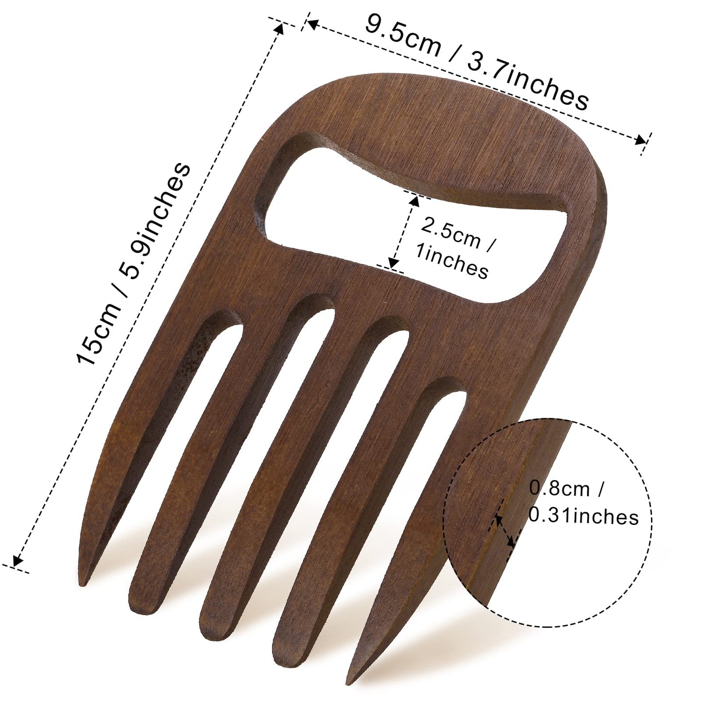 Patelai 2 Pieces Bamboo Salad Hands, Salad Servers Bamboo Serving Hands Latest Gripper Design Salad Claws Set for Serving Salad, Pasta, Fruit on Your Kitchen Counter, 6 Inches (Coffee)