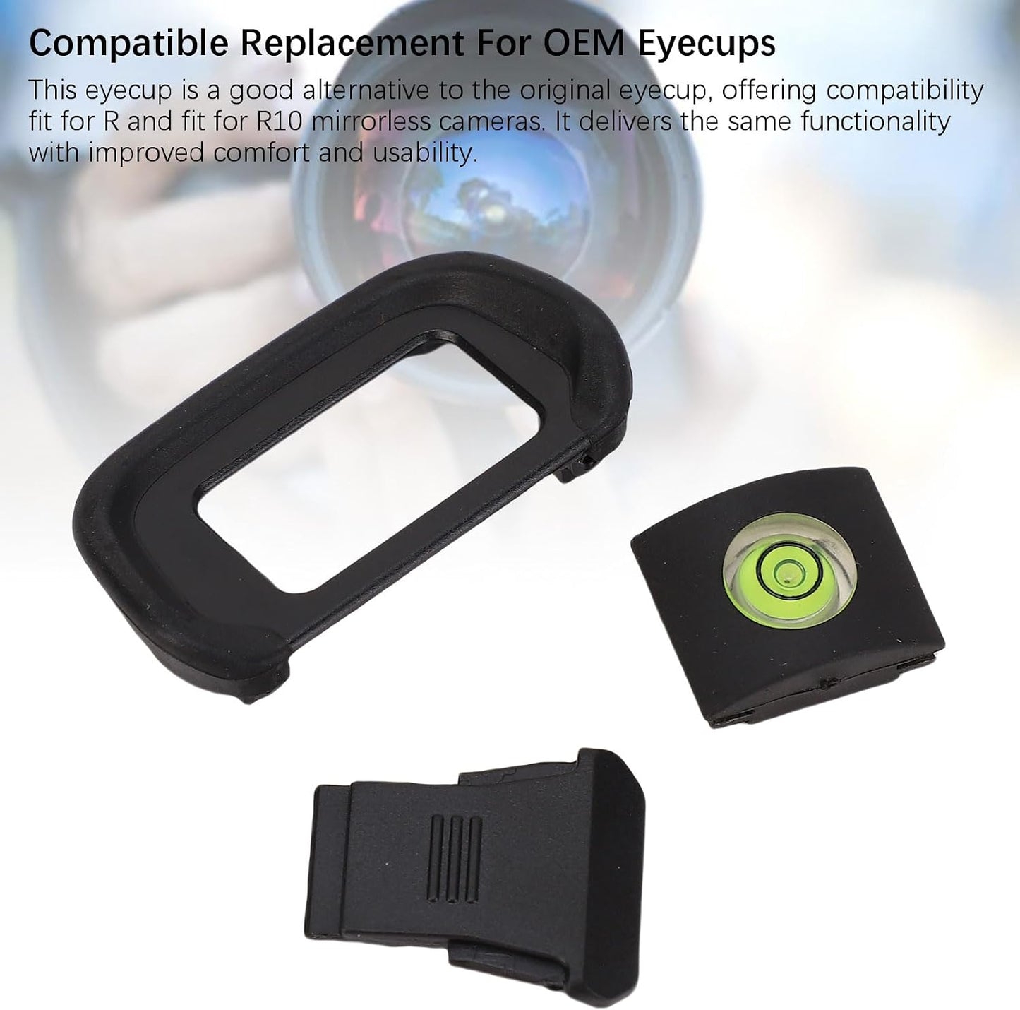 Set 3 in1, R10 XUMIUZIY Camera Eyeshade Viewfinder Eyecup Hot Shoe Cover Bubble Level Made from ABS Material Easy