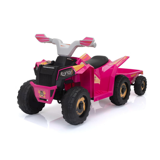 TOBBI 6V Electric Kids Ride On Toy Car with Trailer, Toddler 4 Wheeler Powered Vehicle to Drive with Music/Battery Volume Display for Children Age 3-6 -Rose Red