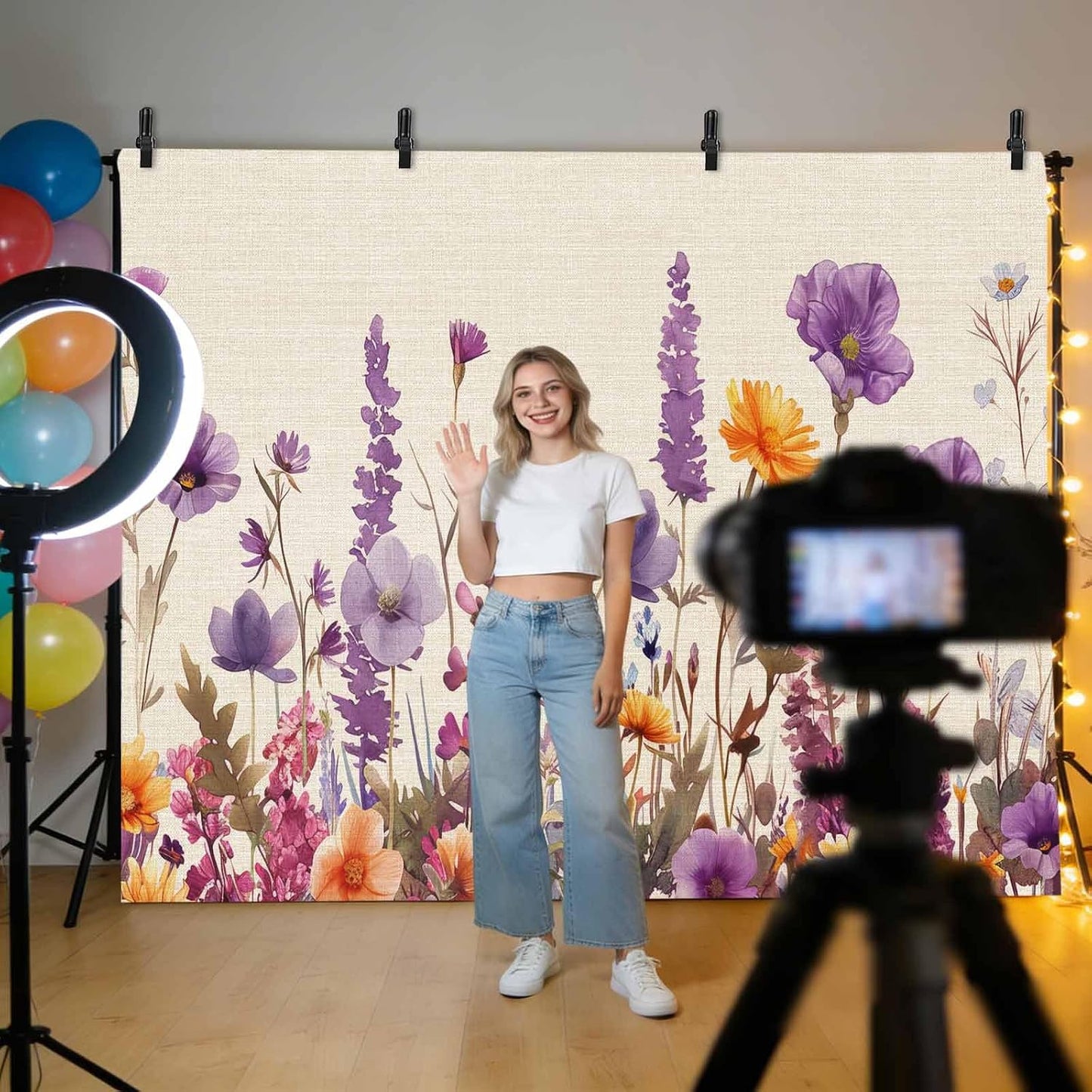 Vyrn Klynt Country Decor,12x8ft Flower Purple Lavender Plant Photography Backdrop for Portrait Photo,Photoshoot