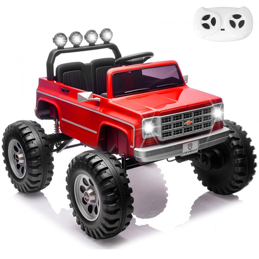 MUKIDY 24V Ride on Car, Licensed Cheyenne Truck w/2X200W Motor, 24 Volt Ride on Toys Power Big Wheels for Big Kids,Remote Control Music,Red