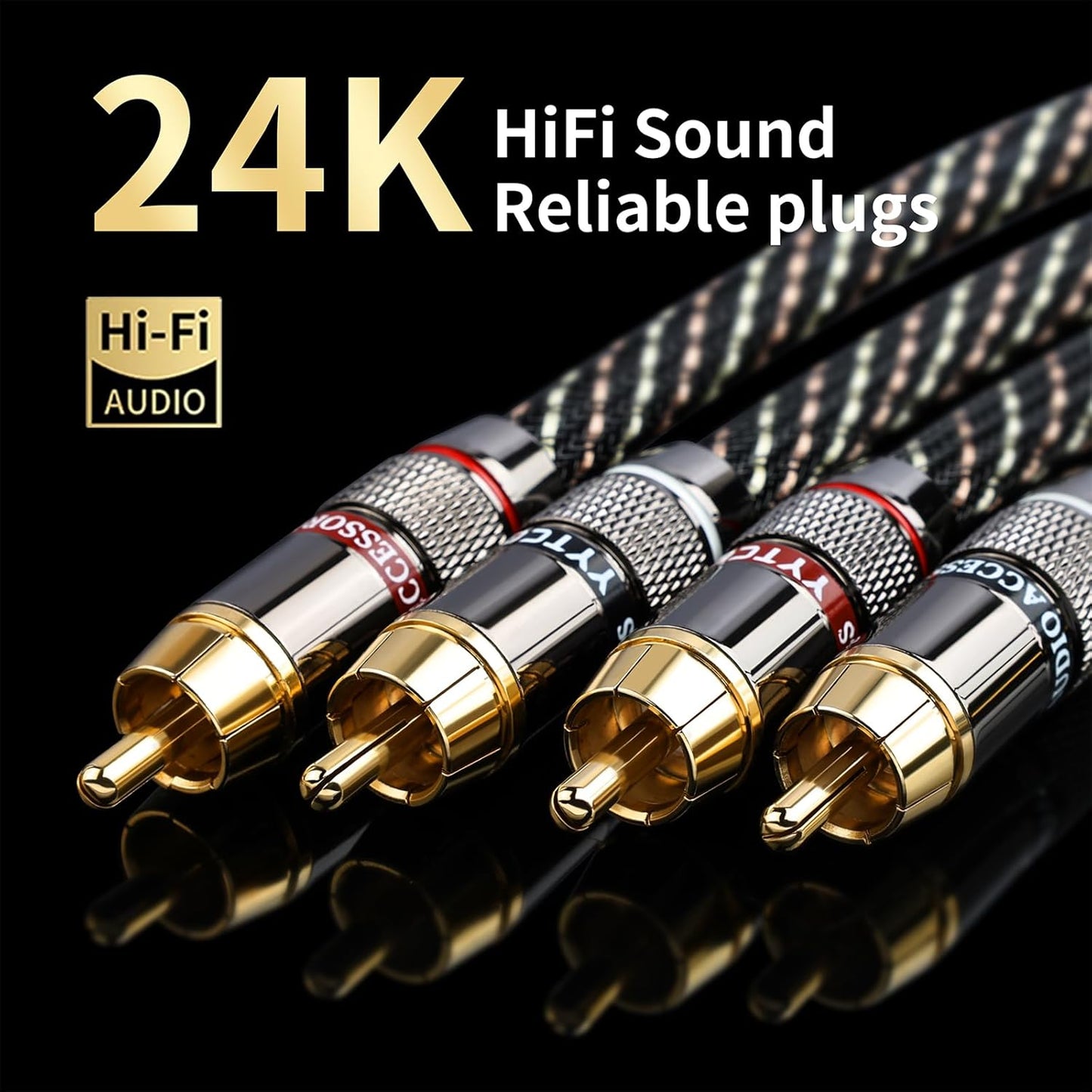 1 2 Male,15 AWG,4N Player,Turntable(3.28ft/1m) Audiophile HiFi Audio RCA Cables - RCA Splitter Male OFC