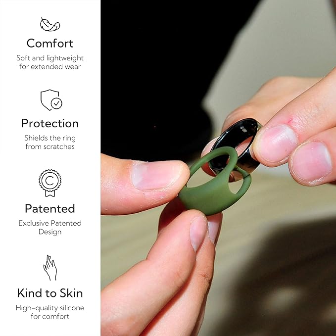 Rinfit Smart Ring Protector - Silicone Ring Enhancer for Active Lifestyle and Gym - StyleFit U.S. Design Patent - Green, Size 7