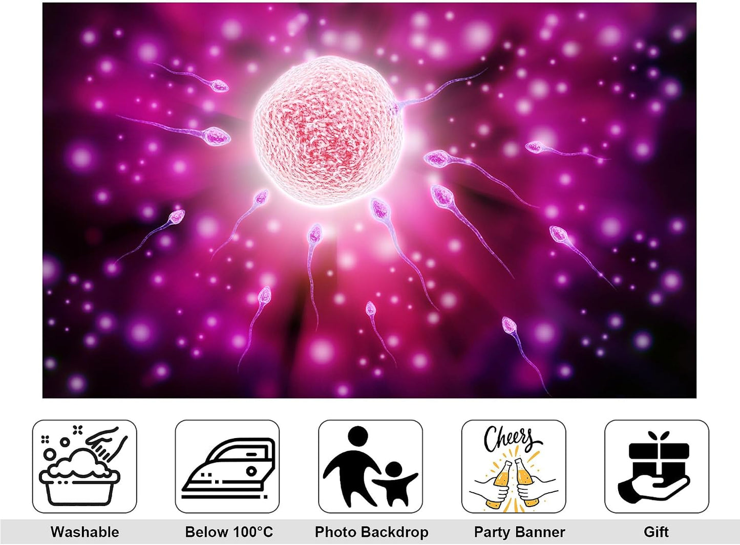 KeyWork 8x5ft Fertilization Science Illustration Backdrop Reproductive Biology Photography Background for Health Fair