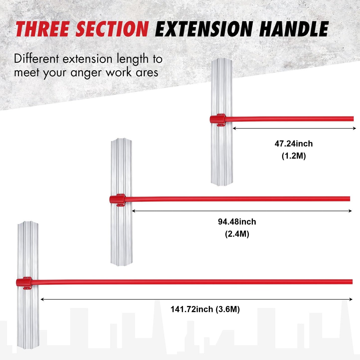 48"x8" Bull Float Kit Magnesium Bull Float for Concrete Finishing Heavy-Duty Cement Smoothing Tool With 4 Float Handle Bracket