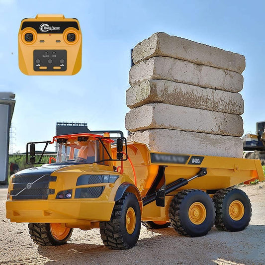 ZRYYWAN 1/20 Large 23IN Electric Remote Control Dump Truck A40G, 2.4G Simulated Acoustic-Optical RC Engineering Vehicle Model Transport Vehicle, 6-Wheel Lifting Bucket Construction Truck