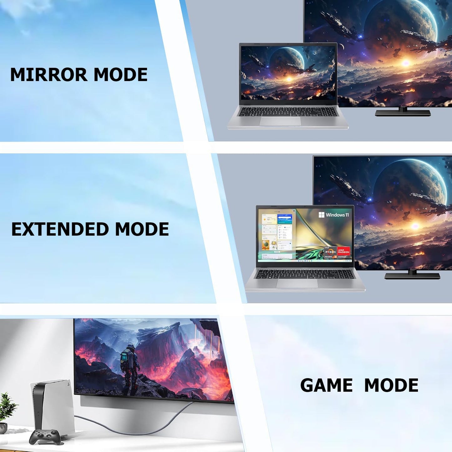 CEFOJQAO 10 4K, 5-Pack 10FT, 2.0 4K@60Hz,2k 120/165Hz CL3 2.2, 3D PS4/5, FT HDMI Cable HDMI Computer TV Cord