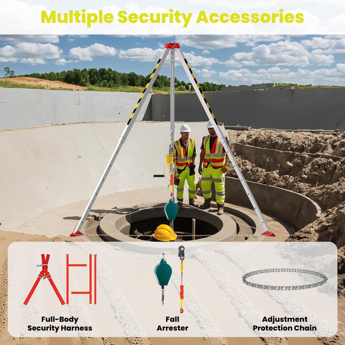 Traditional Confined Space Tripod, 1800lbs Confined Space Tripod Kit, Confined Rescue Tripod for Traditional (1800LBS)