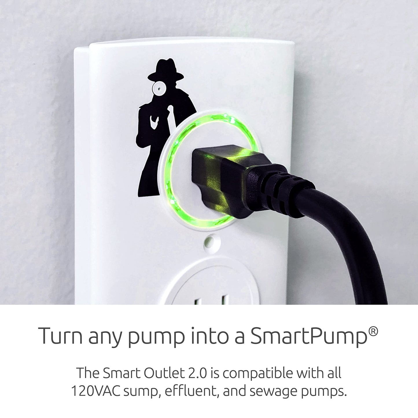 PumpSpy WiFi Sump Pump Smart Outlet 2.0 with Internet Monitoring & Alerts, WiFi Sump Pump Monitor that Connects to 24/7 Remote Monitoring Service, PumpSpy App Available on iOS and Android Devices