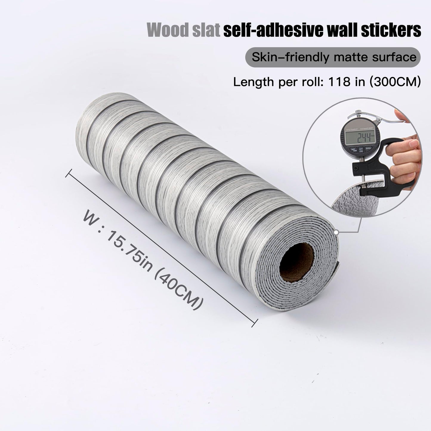 LVSHI Peel and Stick PVC Slat Wall Panels, Wood Grain Self-Adhesive Soundproof Moisture-Resistant Paneling, 3D Faux Wood Panels for Bedroom Bathroom Walls & Ceilings 118"x15.75"(Gray,13Sq.ft)
