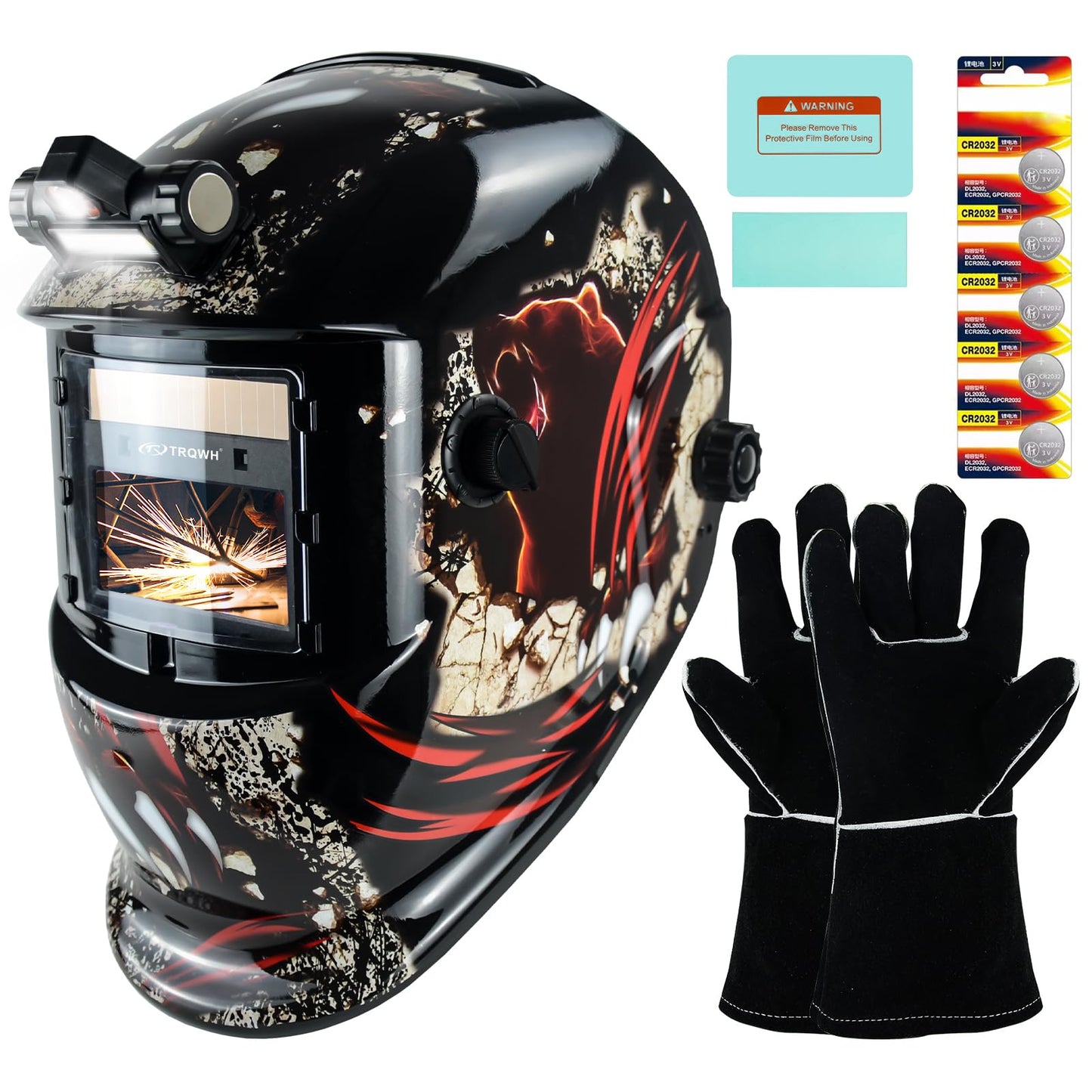 TRQWH Portable Welder Machine 110V ARC Handheld Welder & Auto Darkening Welding Helmet
