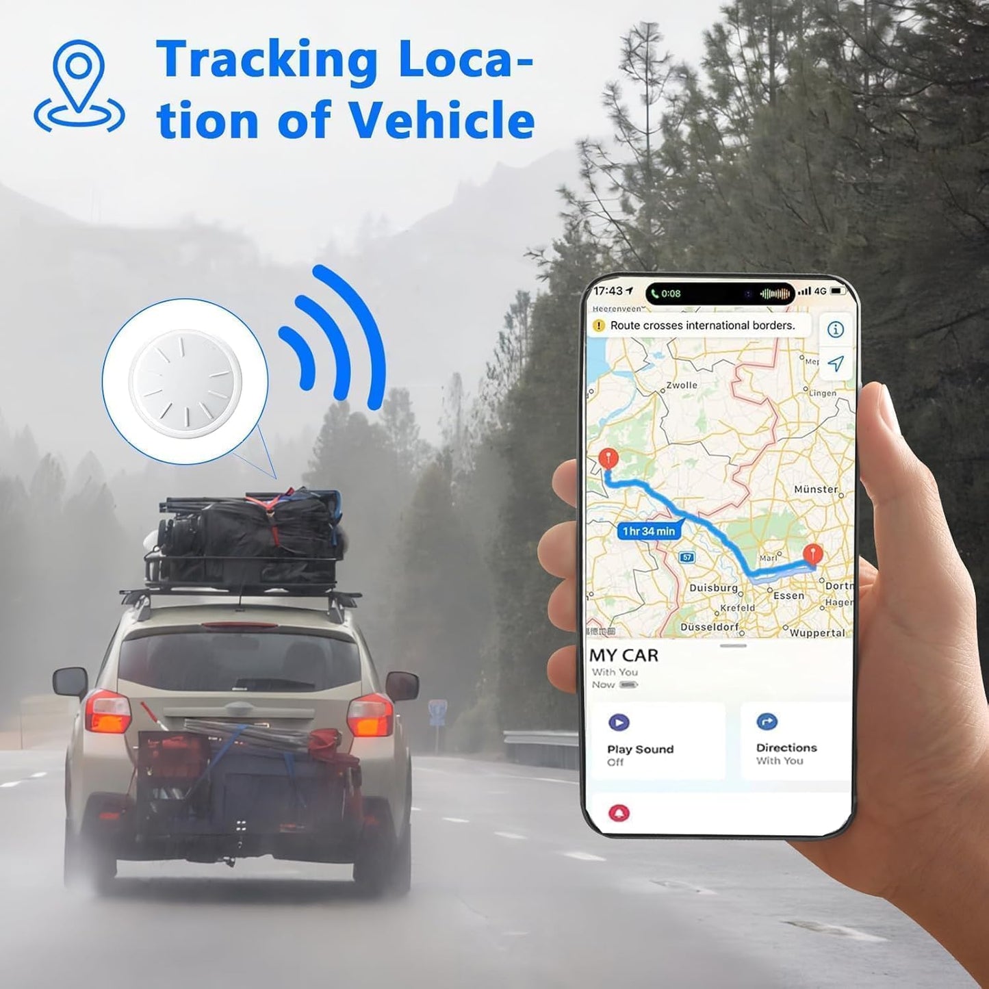 Dahetag (Black,1PCS) Tracker Device for Vehicles,Mini Hidden Car Tracker with Magnetic Case,No Monthly Fee Tracker,Car