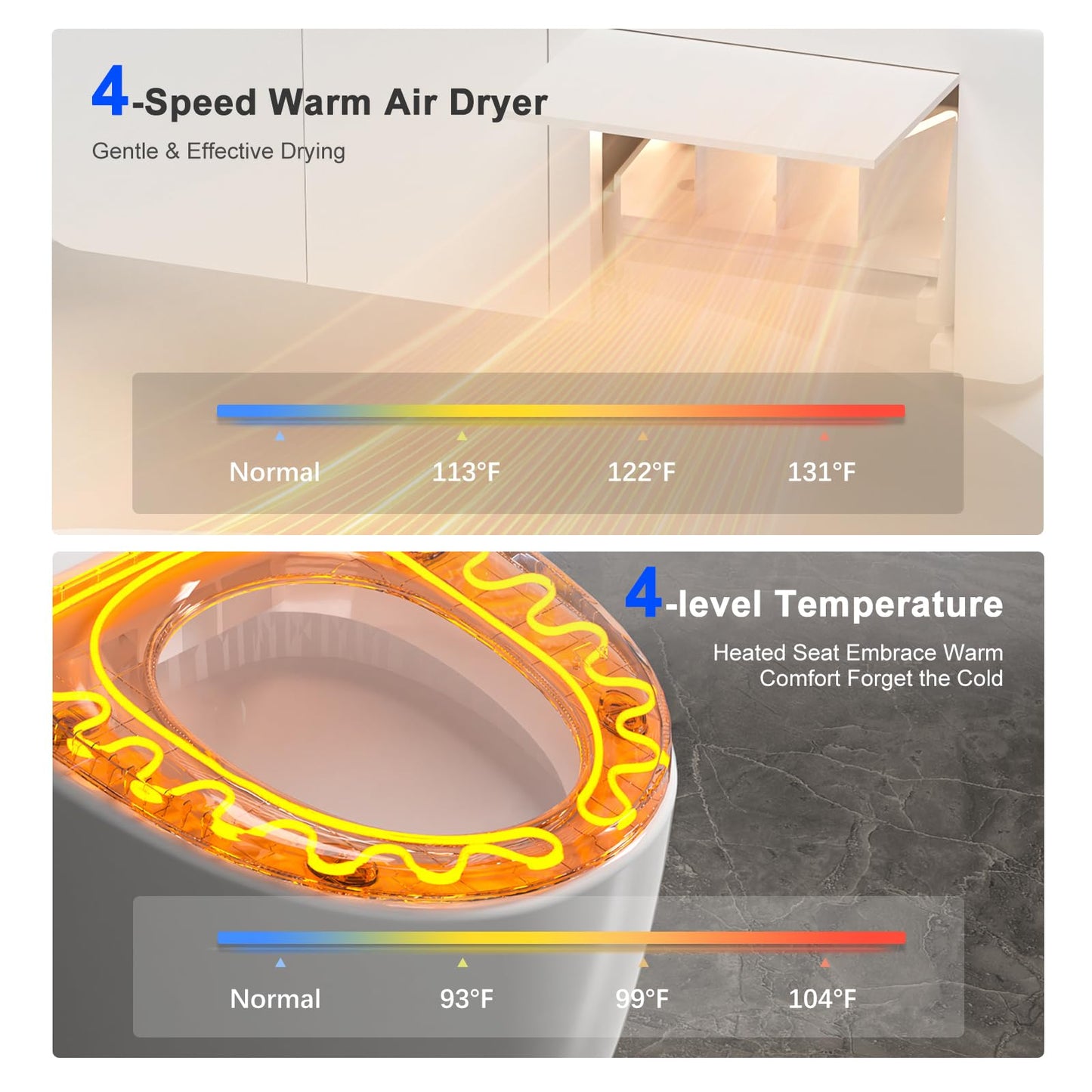 Smart Toilet with Bidet Built In, Modern Tankless Bidet Toilet with Auto Open/Close, Self-cleaning, Instant Warm Water&Dry, Heated Seat, One-Piece Toilet with Night Light, Auto Flush