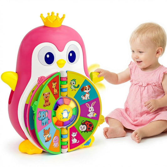 ToddlerCley Musical Penguin Toys for 1 Year Old Girl Gifts, Learning Educational Baby Toys for 1-3 Year with 5 Themes, Sound & Light, First Word Teaching 12-18 Months, 1st Birthday Girl Boy Gifts