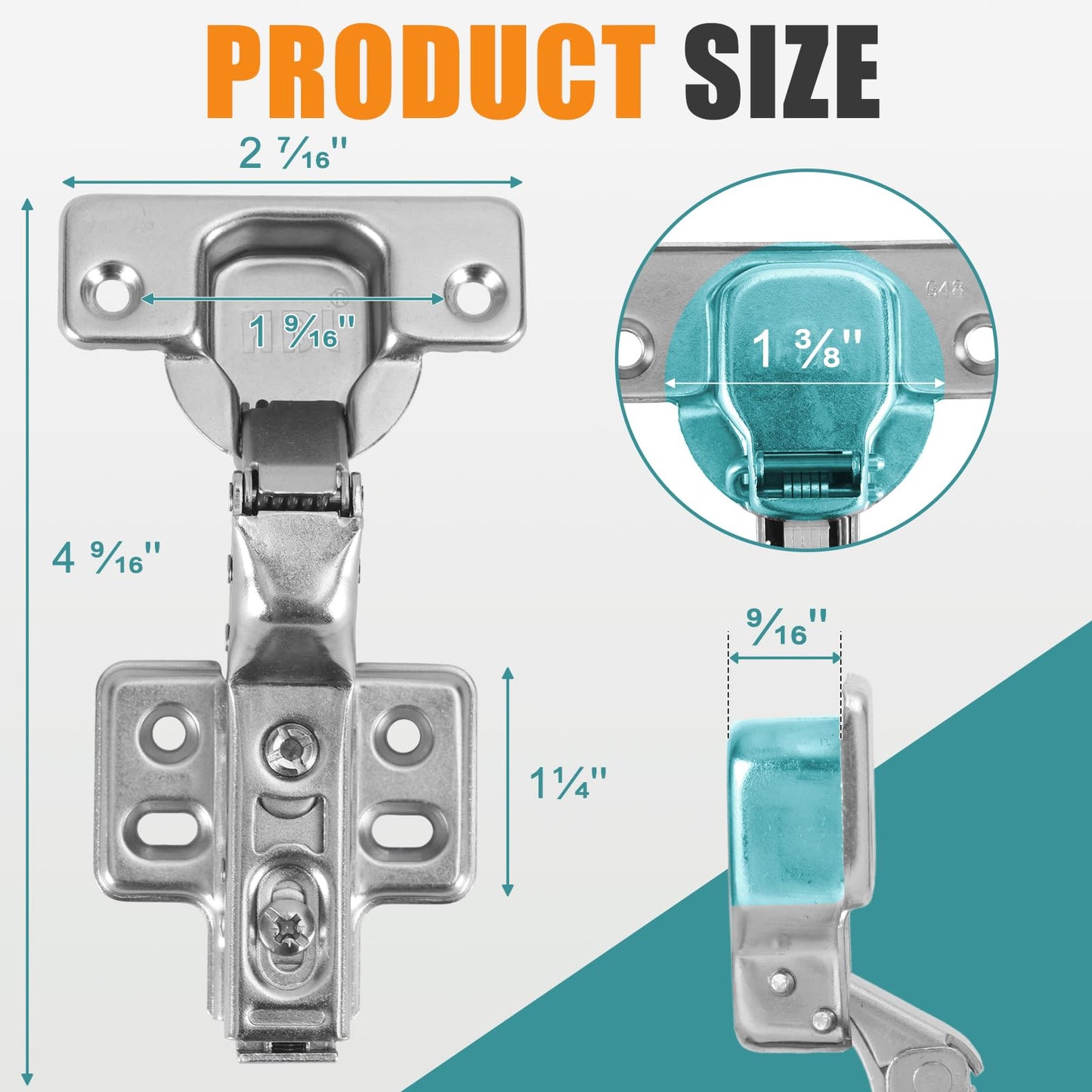 HBL' 50 Pack Soft Close Cabinet Hinges European Kitchen Cabinet Hinges for Frameless Cabinet Door, 35MM Quick Release Cup Hinges, 110° Full Overlay, 3D Adjustable and Slow Close Hinges