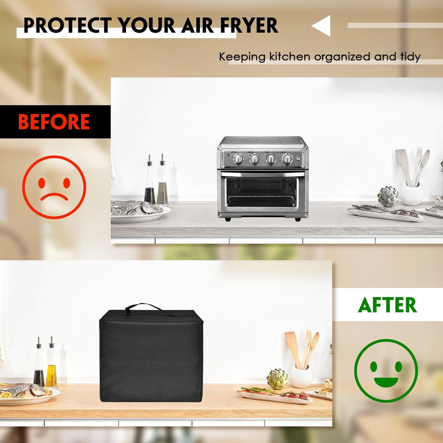 Heat-Resistant Nylon Waterproof Dust Cover for TOA-60 Convection Toaster Oven Airfryer, for Instant Pot Duo Crisp 11-in-1 Air Fryer, Electric Pressure Cooker 6 Quar (16.53X16.53X14.96 IN)