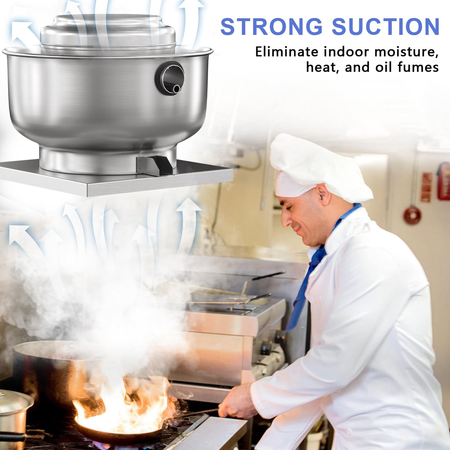 FICBXRA Restaurant Canopy Hood Grease Rated Exhaust Fan- Food Truck High-Speed Direct Drive Centrifugal Upblast Exhaust Fan 0.5HP 110 Volt Single Phase Motor 1900-2600 CFM