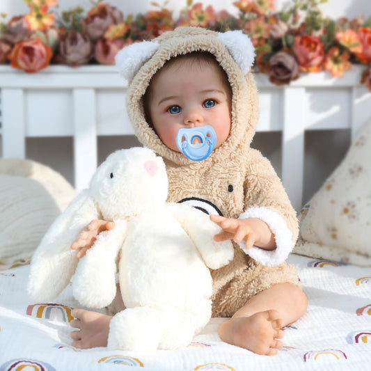 WOOROY Realistic Reborn Baby Dolls- 18 Inch Lifelike Newborn Boy Doll, Full Body Vinyl with Soft Real Life Feel, Cuddly Weighted for Playtime, Handmade with Accessories, Gift for Kids Age 3+