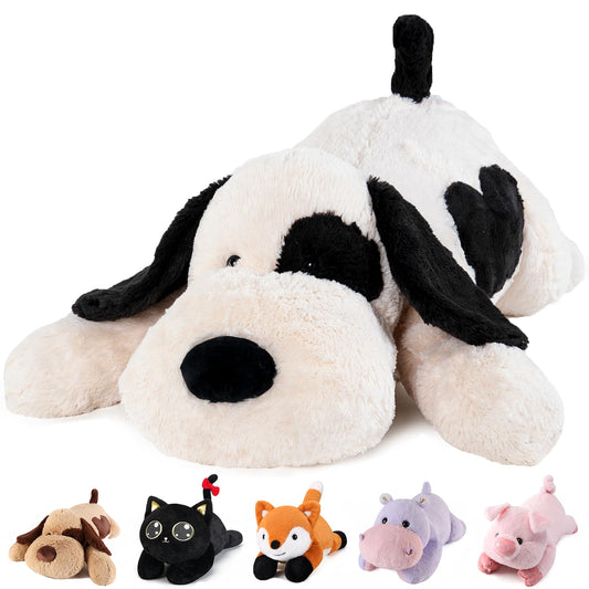 meowtastic Black & White Dog Weighted Stuffed Animals - 28 Inch 5.0 Pounds Weighted Plush Dog Stuffed Animals - Large Stuffed Dog Plush Pillow - Cute Plush Toys Gifts for Kids & Adults (28" 5.0 lbs)