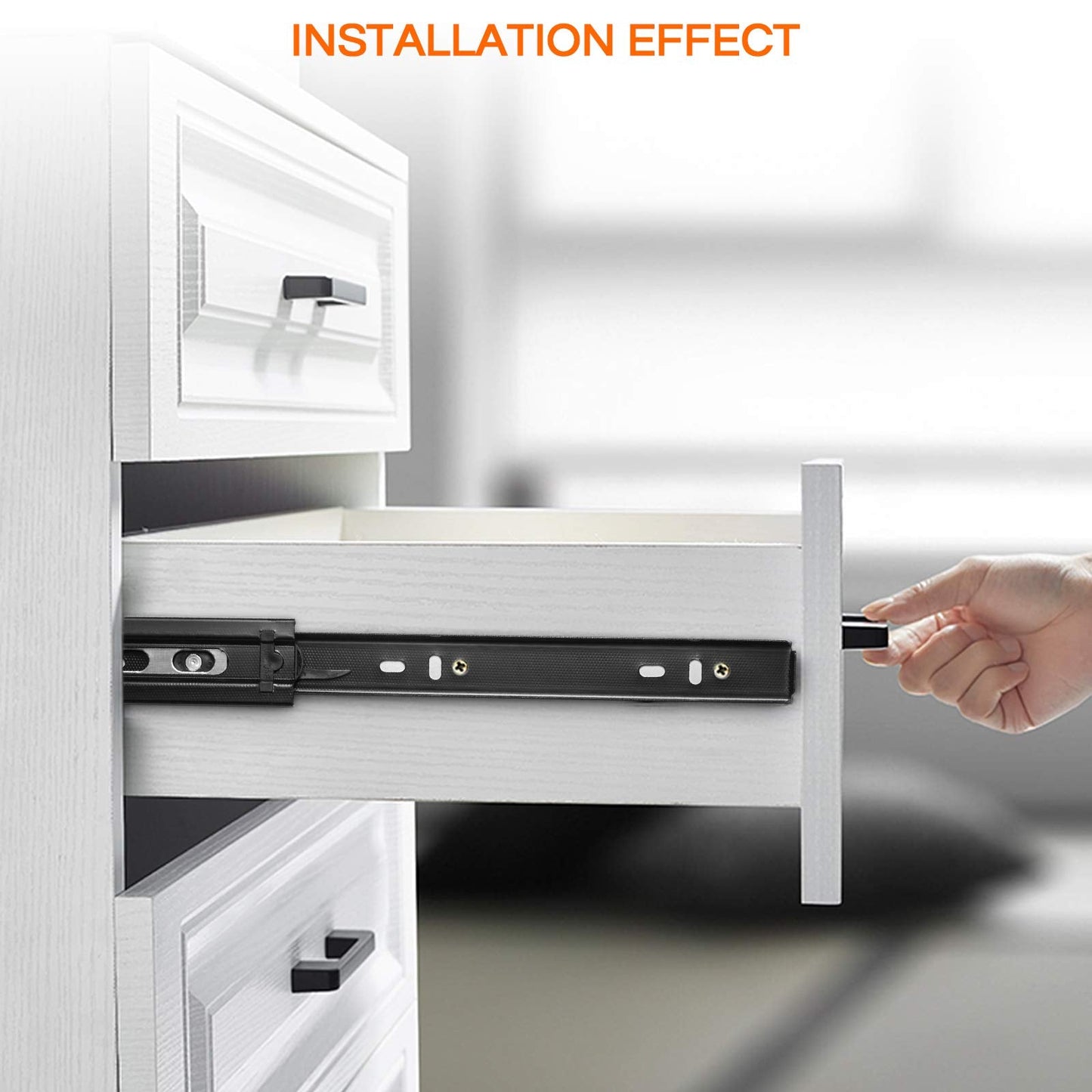 3 Pairs Drawer Slides 10 Inch, Heavy Duty Full Extension Ball Bearing, Side Mount Drawer Rails, 10" Drawer Side Mount Slides for Dresser, Cabinet, Kitchen - 100LB Capacity