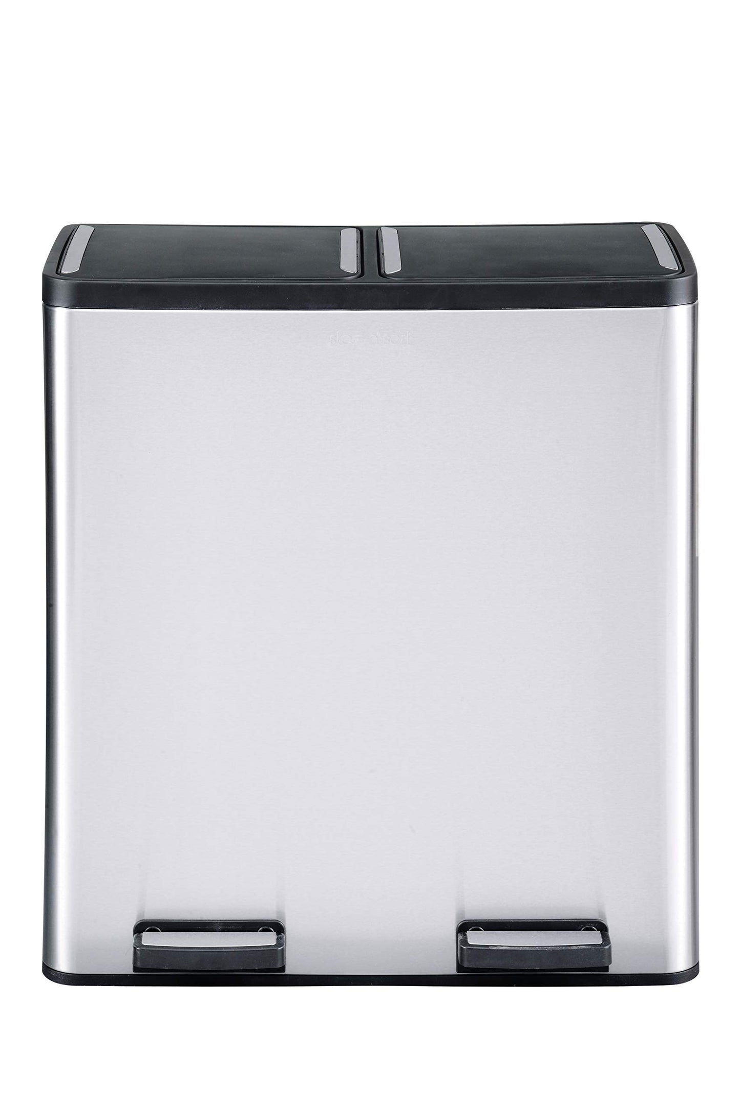 Step N' Sort The 18.5 Gallon Extra Large Capacity, Soft-Step, Dual Trash and Recycling Bin with Removable Inner Bins, Silver