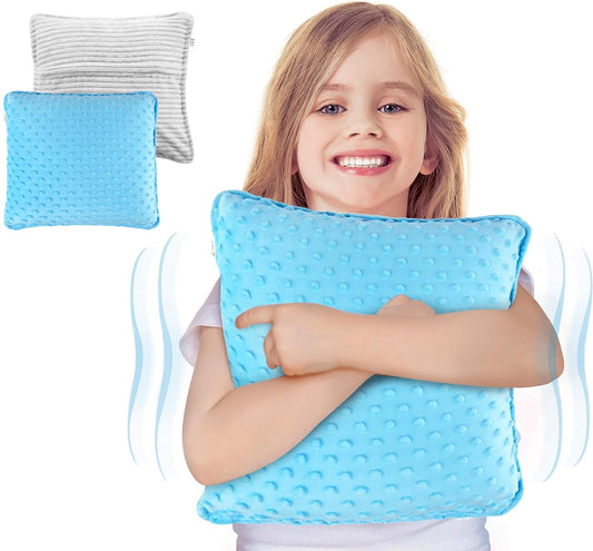 Special Supplies Vibrating Pillow Sensory Pressure Activated for Kids and Adults, 12” Plush Minky Soft Cover, Textured Therapy Stimulation Bumps-Vibrations, Music & Voice Recording (Blue)