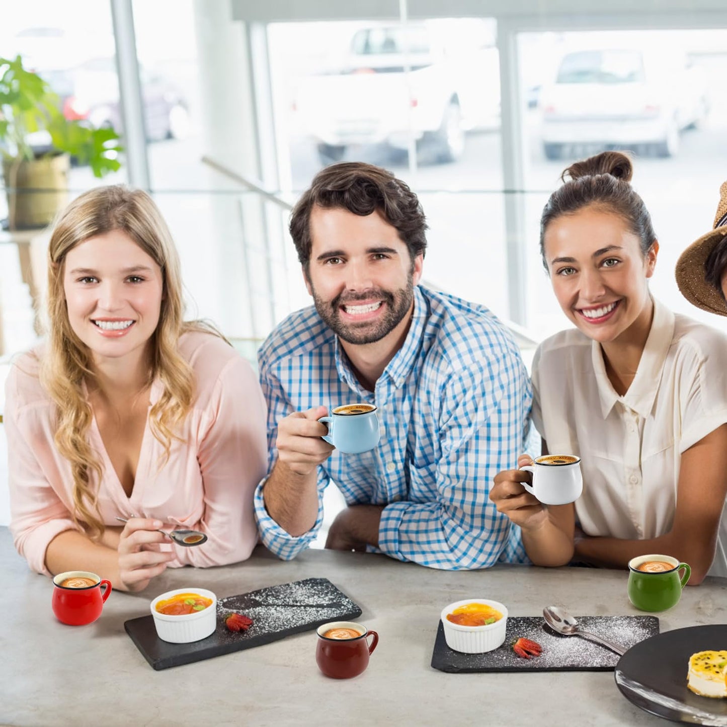 ELFULLY 5 Oz 6 Pcs Cute Coffee Mugs, Mini Ceramic Espresso Cups, Small Demitasse Mugs with Handle for Home Kitchen Coffee Bar, Ideal Birthday Holiday Gift for Microwave & Dishwasher Safe