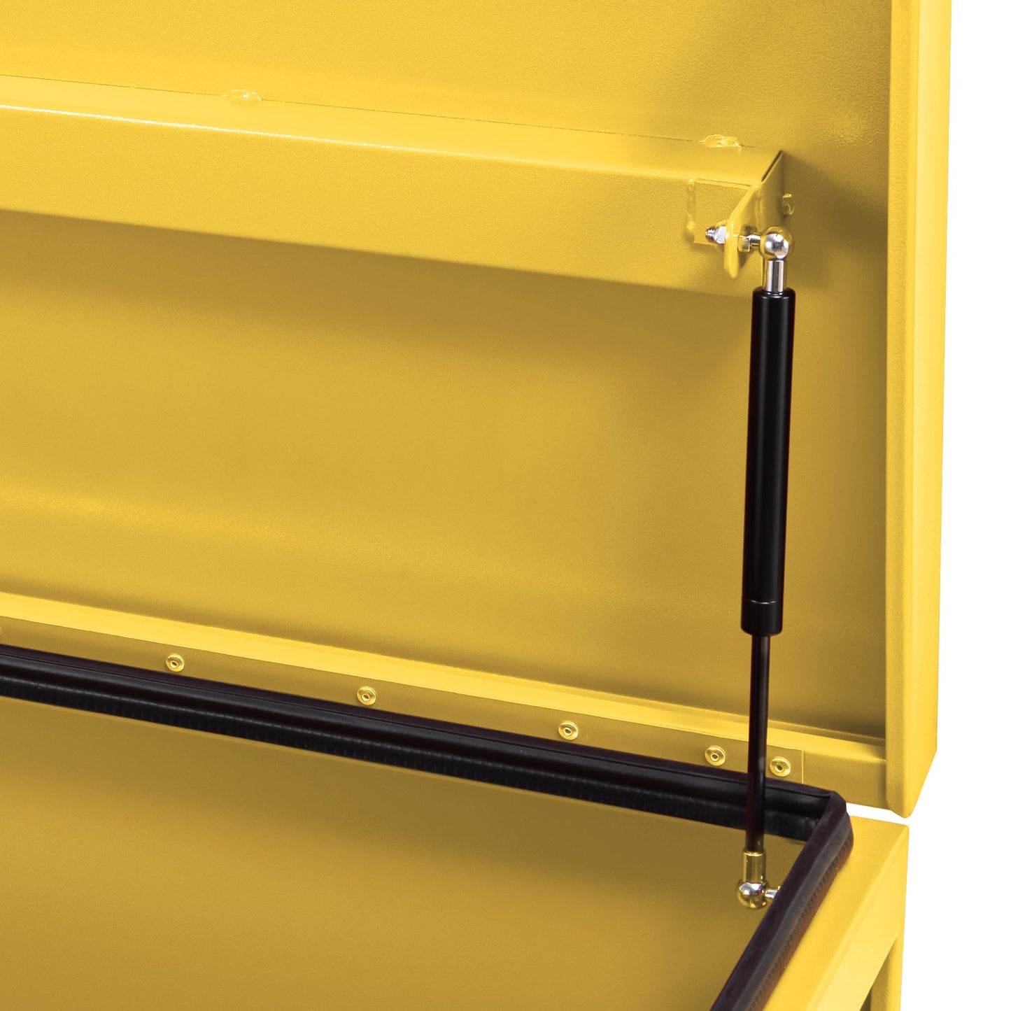 Aluminum Truck Tool Box Jobsite Storage Box Toolbox Chest Cabinet Heavy Duty Truck Bed Toolbox Gangboxes Tools Organizer Pick Up Truck Bed RV Trailer With Side Handles (36x15 Inch / Steel / Yellow)