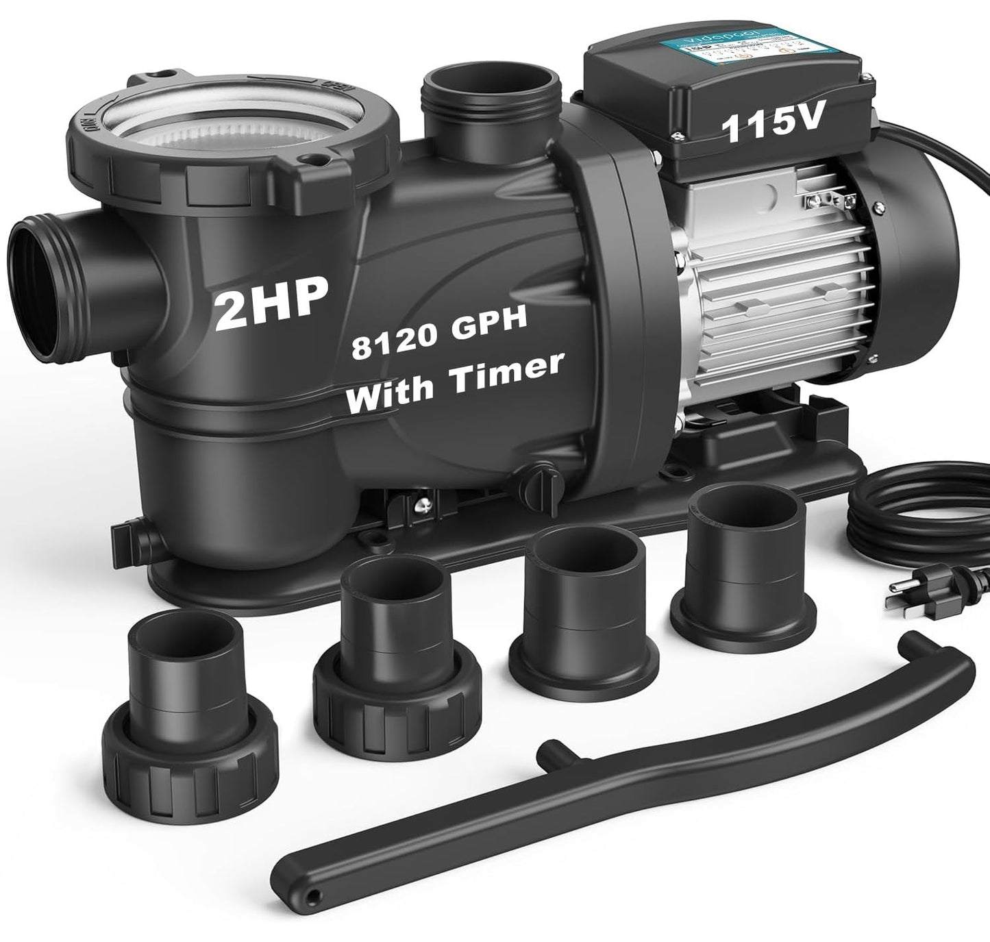 VIDAPOOL In/Above Ground Pool Pump Self Primming High Flow,Matta Grey