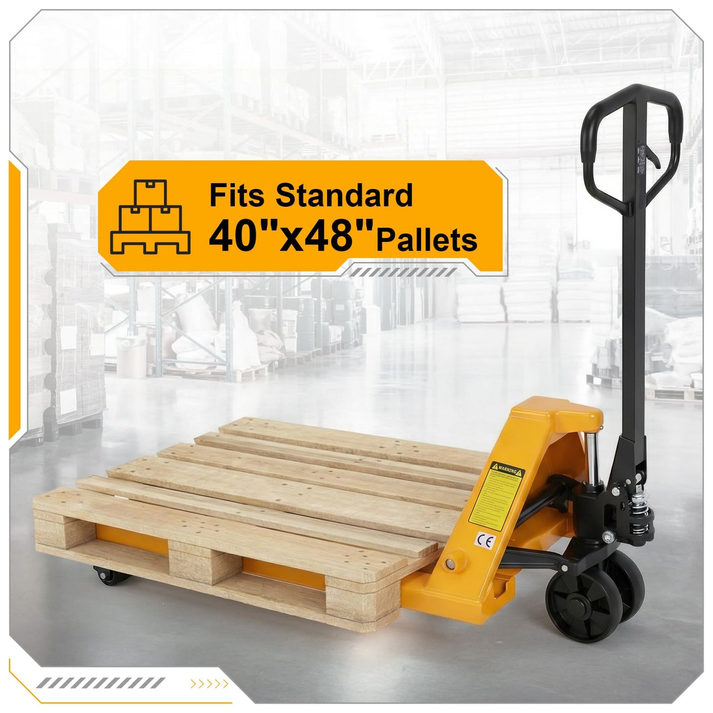 Apollo Hand Pallet Jack Truck Duty Industrial Pallet Truck 5500lbs Capacity, 27'' W x 48'' L Forks for Material Handling, Manual Pallet Truck for Warehouse, Manufacturing and Retail