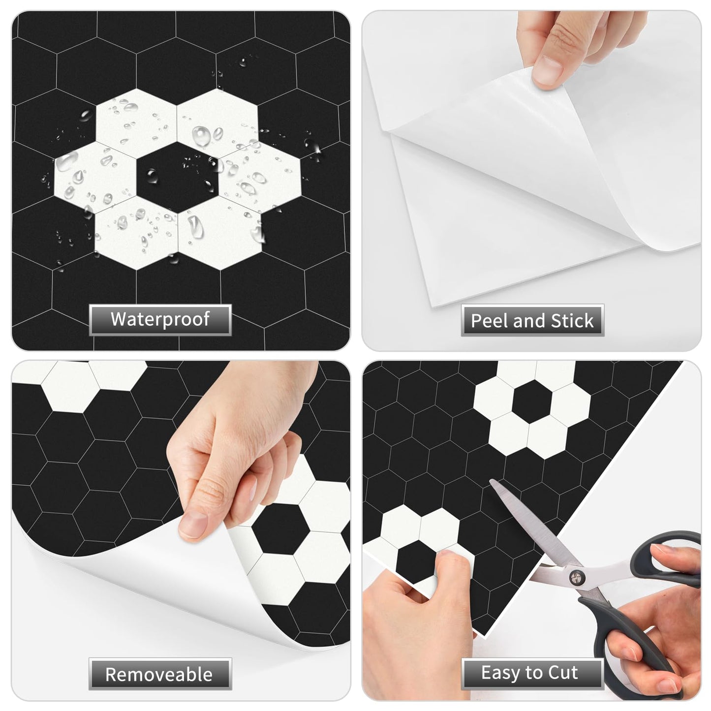 MORCART Peel and Stick Floor Tile, Vinyl Flooring Waterproof, DIY Flooring for Bathroom, Kitchen, Fireplace, Pet House, Stairs, Bedrooms, Wall(40PCS,7.87" x 7.87",Black)