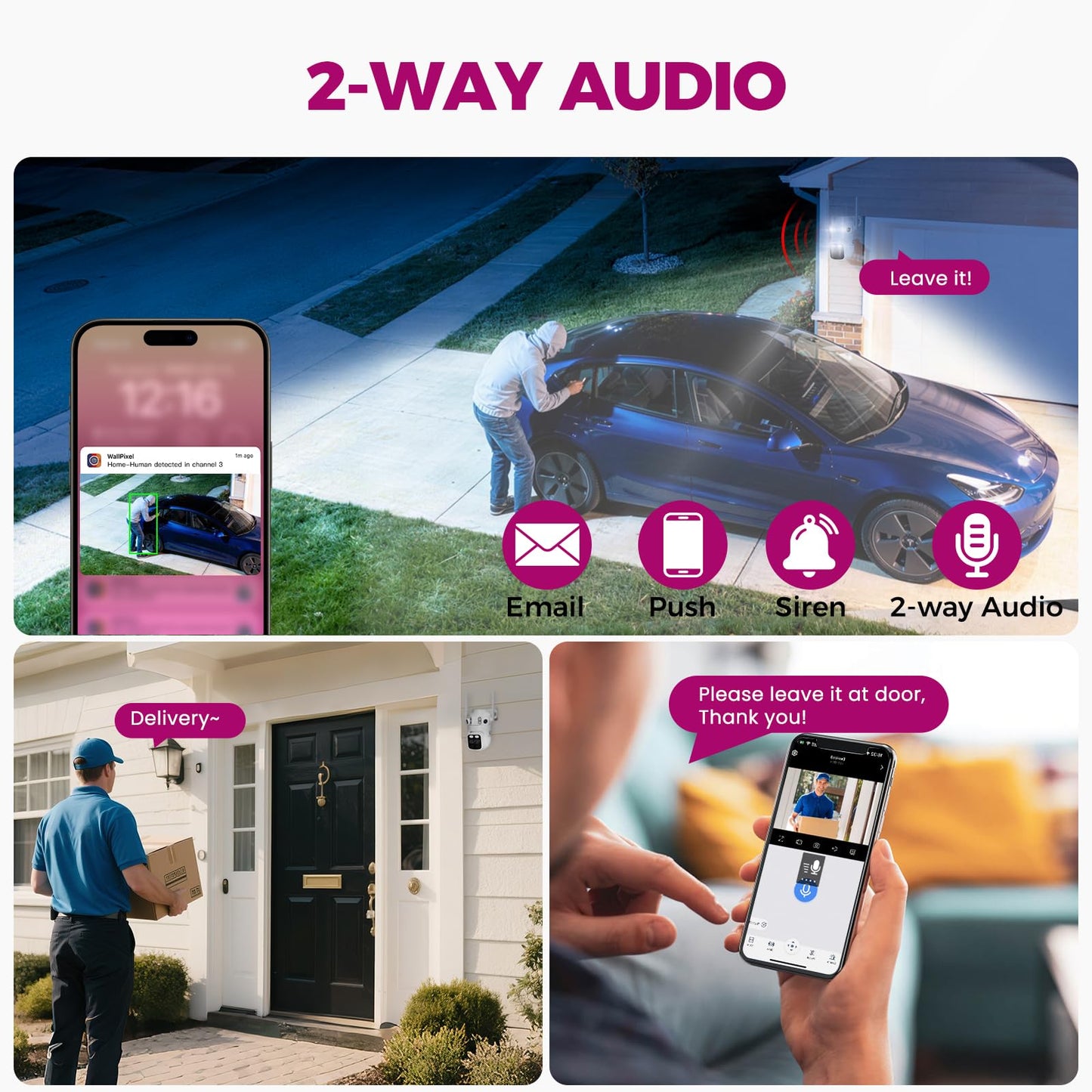 XMARTO 6MP Tri-Lens 4-Cam 1TB WiFi Mesh Security Camera System,16CH 4K H.265 WiFi-Inside NVR,360°PTZ AI Tracking,3-View/Cam,Long Range Wireless,Plug-in 24/7 Home Surveillance,Local & Mobile View